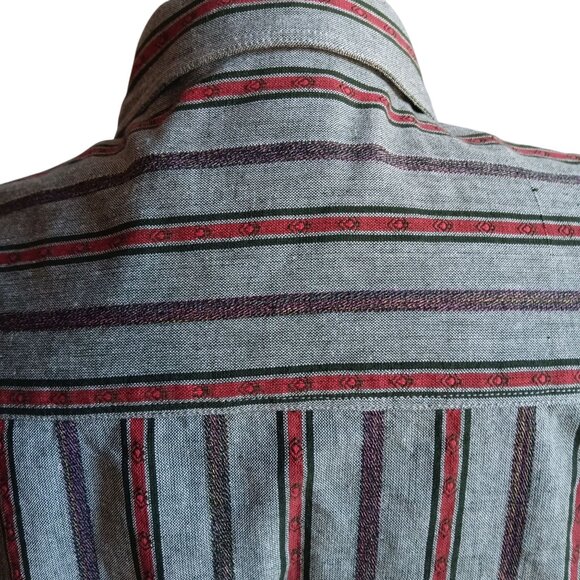 Vintage Mens Shirt Medium LEVIS DOCKERS PREPPY 1990's 90s STRIPED Logo Oversized - Picture 5 of 6